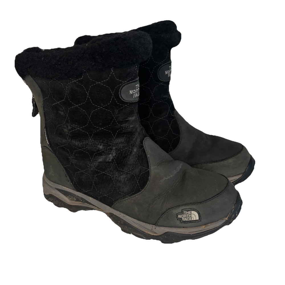The North Face Snow Boots Womens Size 7 Black Suede Waterproof Primaloft Winter